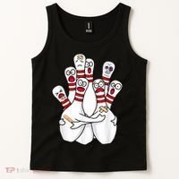 Cartoon Bowling Scared Bowling Pins Funny Sport Bowler Tank Top thumb 2