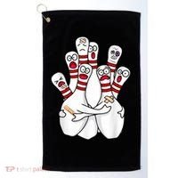 Cartoon Bowling Scared Bowling Pins Funny Sport Bowler Golf Towel thumb 0