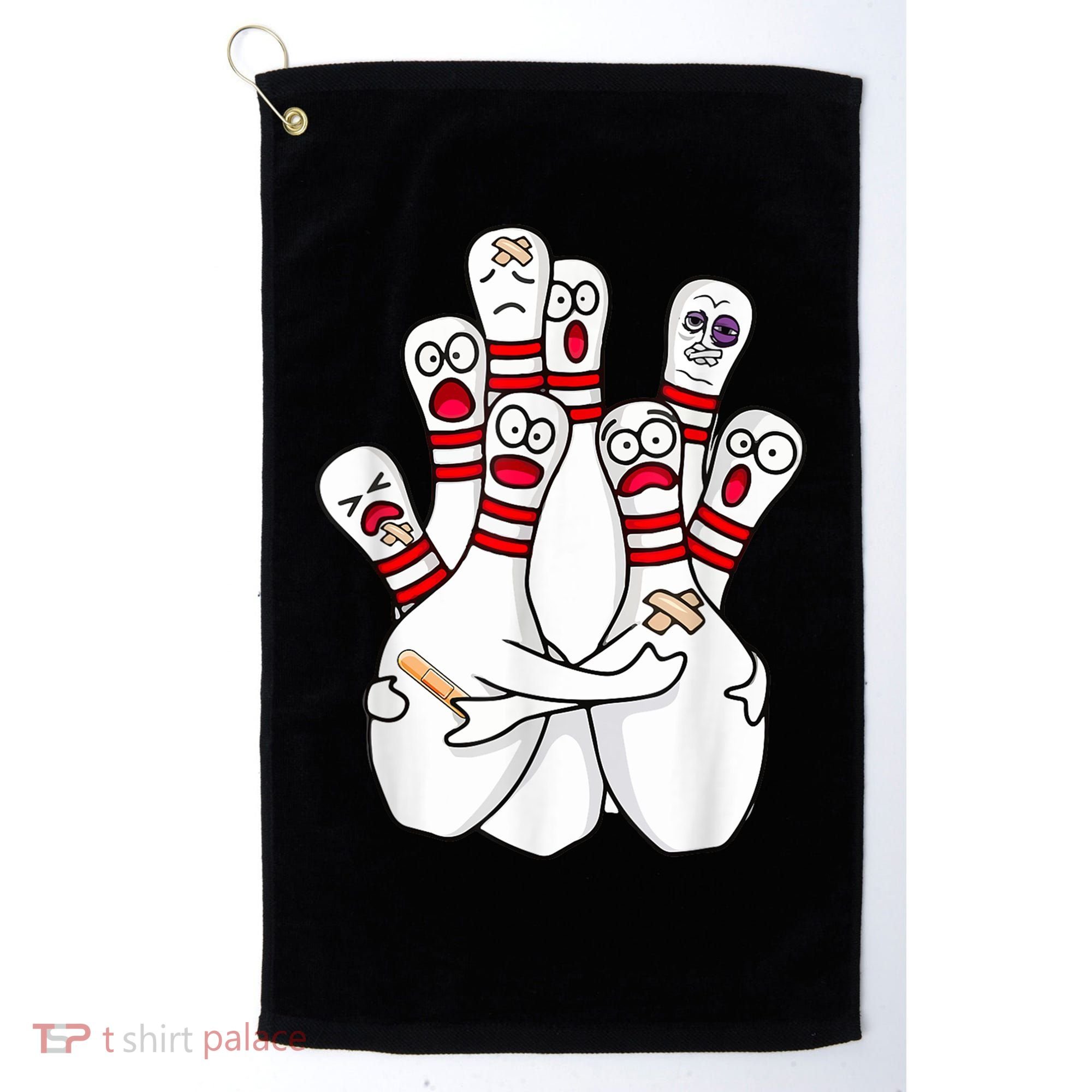 Cartoon Bowling Scared Bowling Pins Funny Sport Bowler Golf Towel