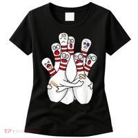 Cartoon Bowling Scared Bowling Pins Funny Sport Bowler Women's T-Shirt thumb 0