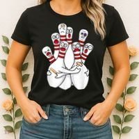 Cartoon Bowling Scared Bowling Pins Funny Sport Bowler Women's T-Shirt thumb 2