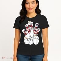 Cartoon Bowling Scared Bowling Pins Funny Sport Bowler Women's T-Shirt thumb 4