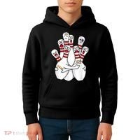 Cartoon Bowling Scared Bowling Pins Funny Sport Bowler Kids Hoodie thumb 4