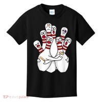 Cartoon Bowling Scared Bowling Pins Funny Sport Bowler Kids T-Shirt thumb 0