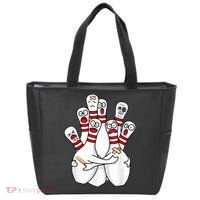 Cartoon Bowling Scared Bowling Pins Funny Sport Bowler Tote Bag thumb 0