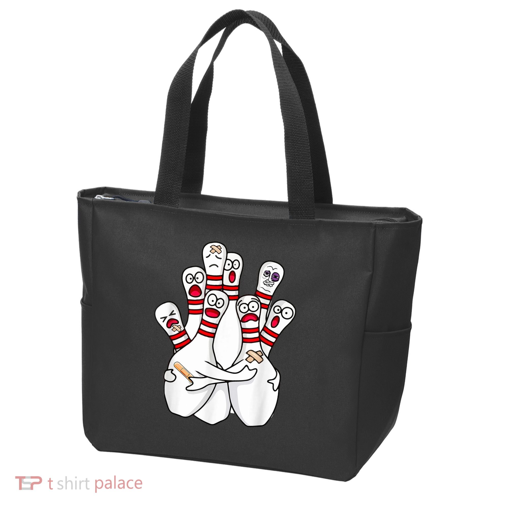 Cartoon Bowling Scared Bowling Pins Funny Sport Bowler Tote Bag