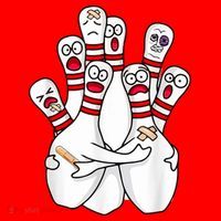 Cartoon Bowling Scared Bowling Pins Funny Sport Bowler Santa Hat thumb 1
