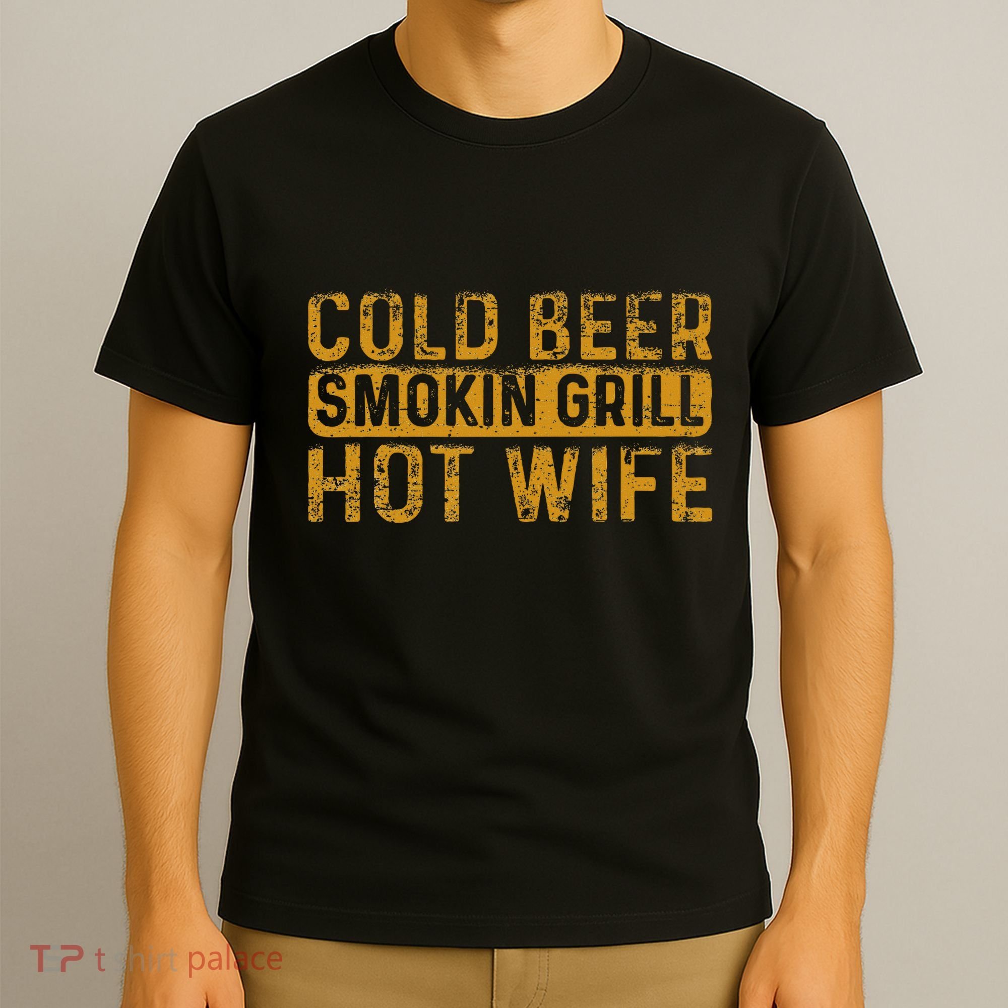 Cold Beer Smoking Grill Hotwife Husband Wife Bbq Joke T-Shirt