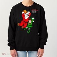 Christmas Basketball Santa Claus Slam Dunk Elf Women's Sweatshirt thumb 0
