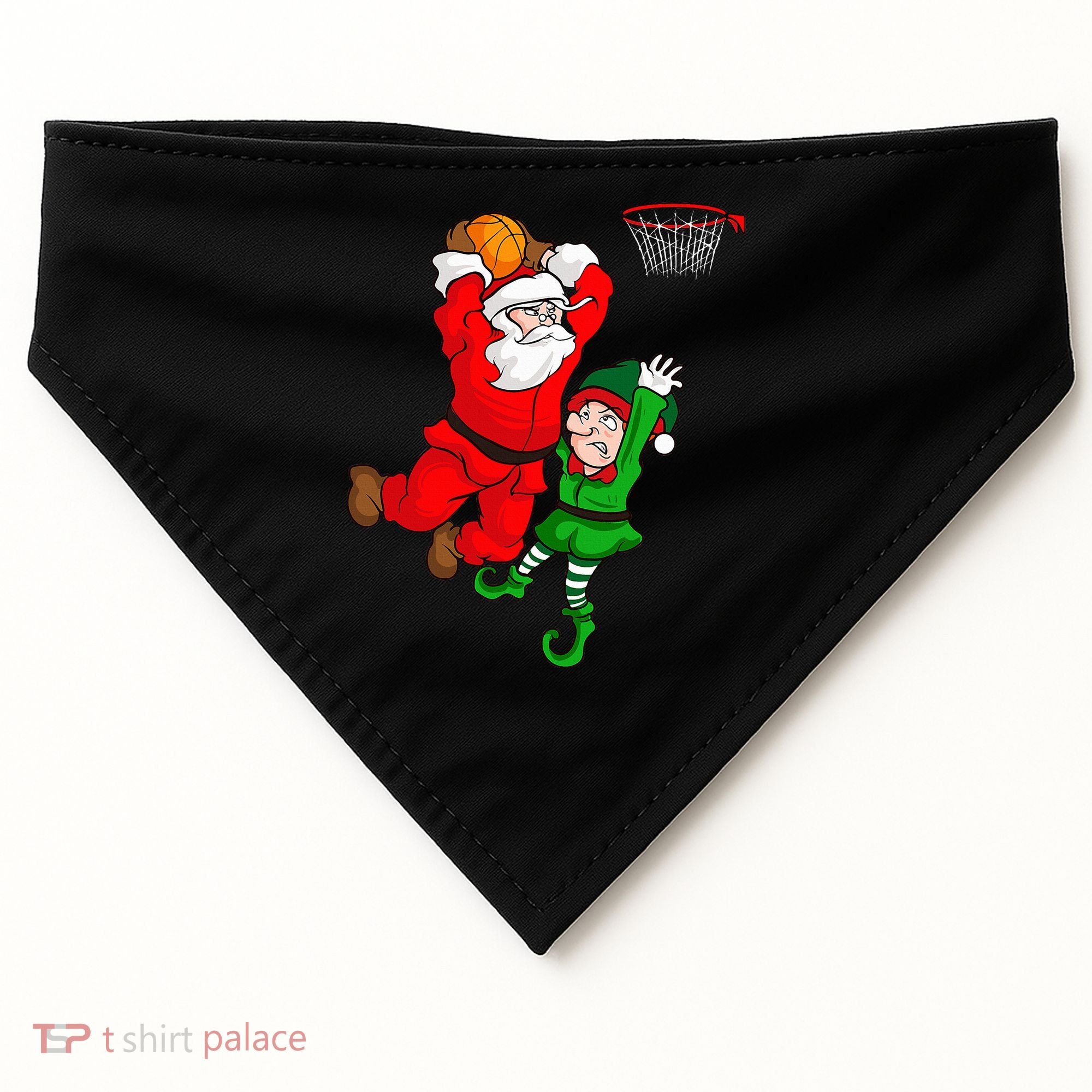 Christmas Basketball Santa Claus Slam Dunk Elf USA-Made Doggie Bandana