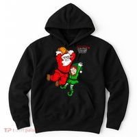 Christmas Basketball Santa Claus Slam Dunk Elf Hoodie thumb 0