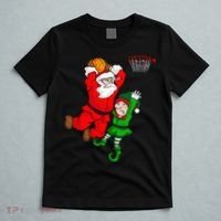Christmas Basketball Santa Claus Slam Dunk Elf T-Shirt thumb 5