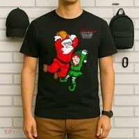 Christmas Basketball Santa Claus Slam Dunk Elf T-Shirt thumb 6