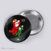 Christmas Basketball Santa Claus Slam Dunk Elf Button thumb 0