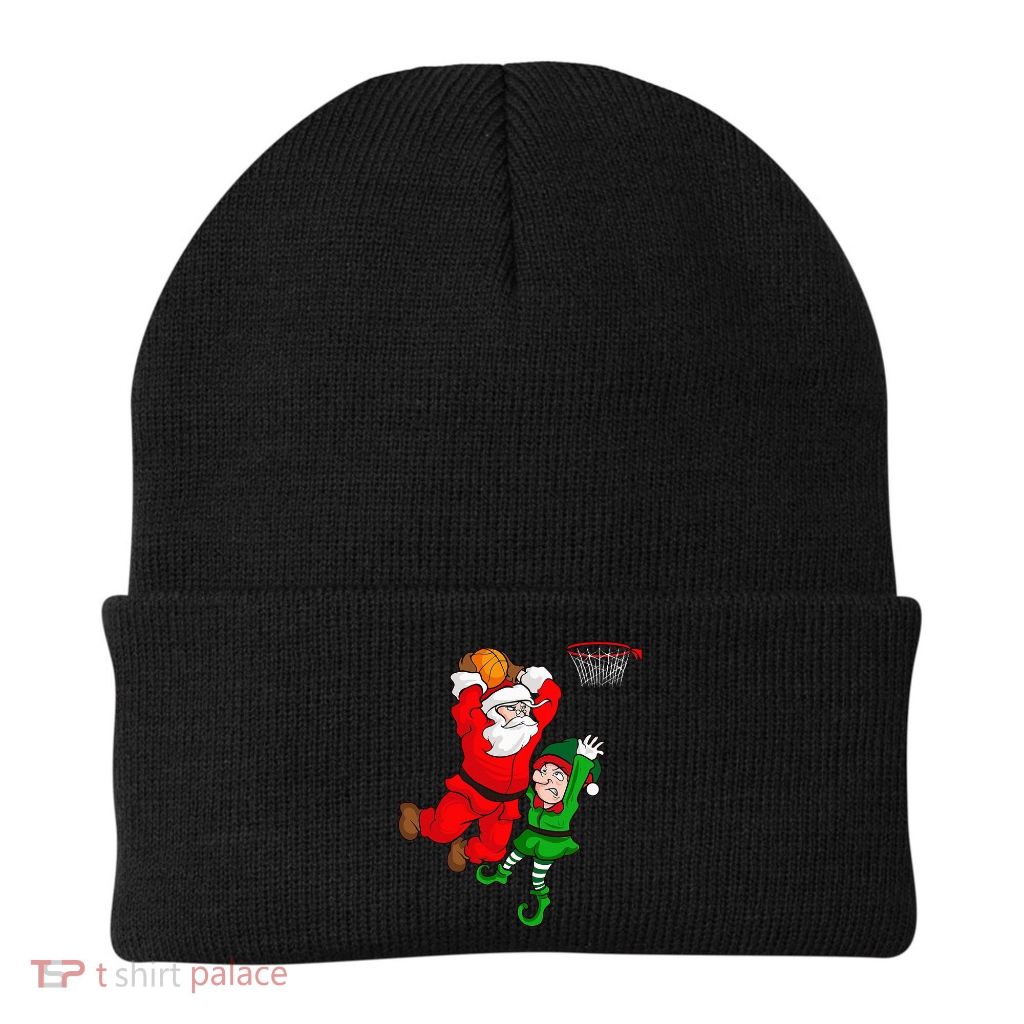 Christmas Basketball Santa Claus Slam Dunk Elf Beanie