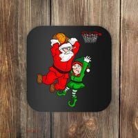 Christmas Basketball Santa Claus Slam Dunk Elf Coaster thumb 0
