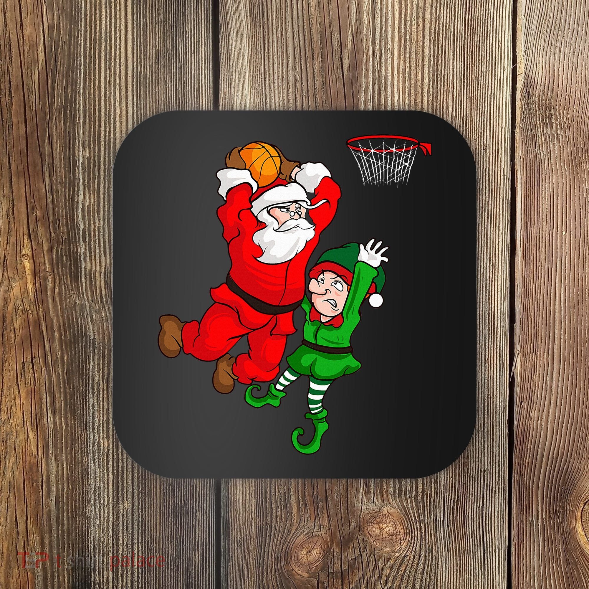 Christmas Basketball Santa Claus Slam Dunk Elf Coaster