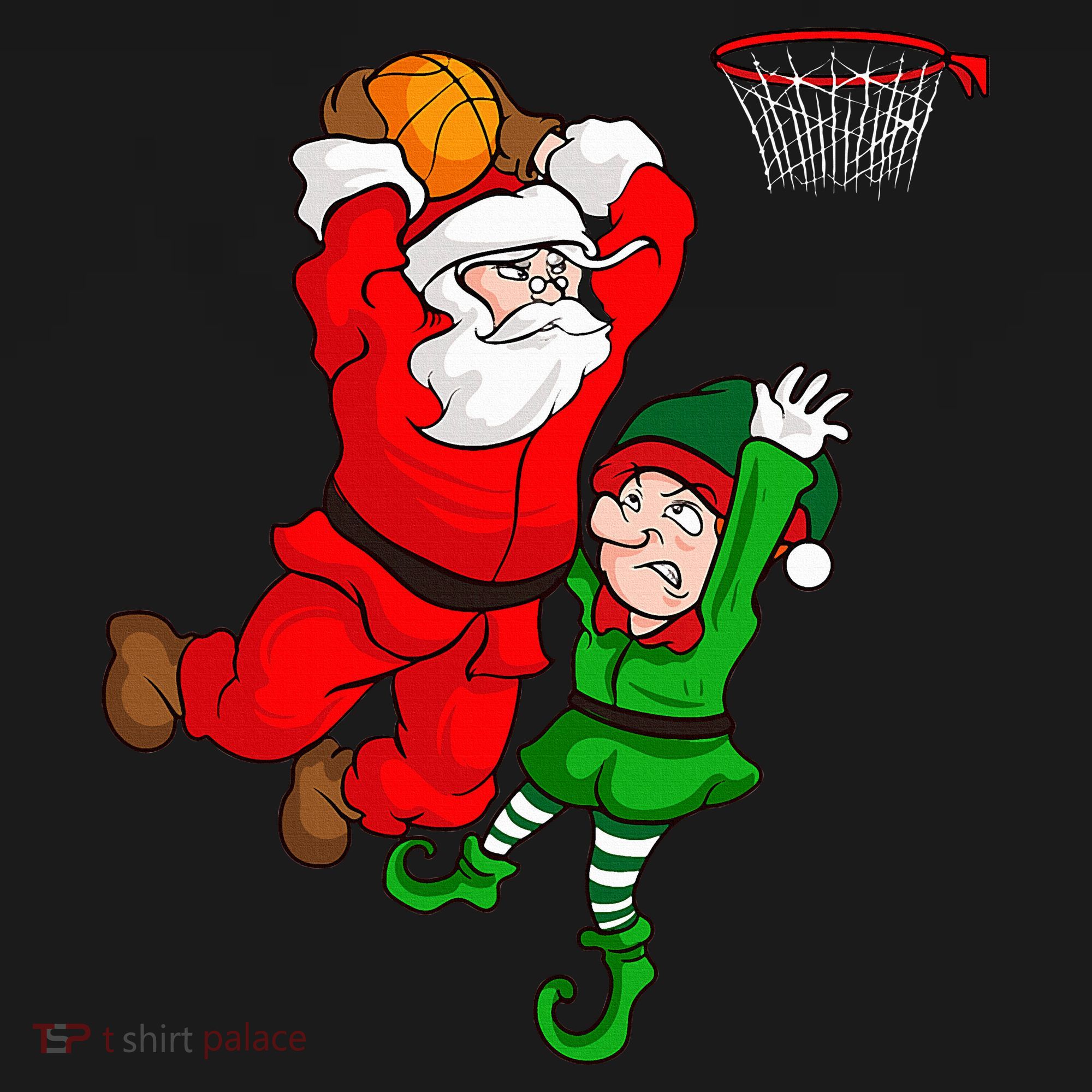 Christmas Basketball Santa Claus Slam Dunk Elf Women's Hoodie