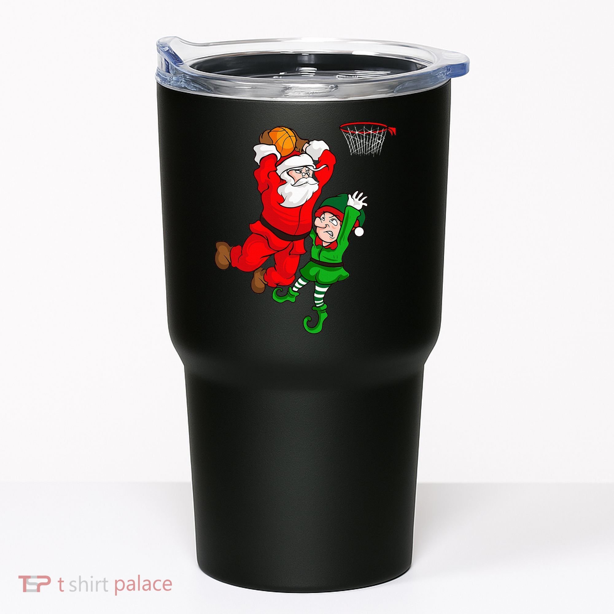 Christmas Basketball Santa Claus Slam Dunk Elf Tumbler