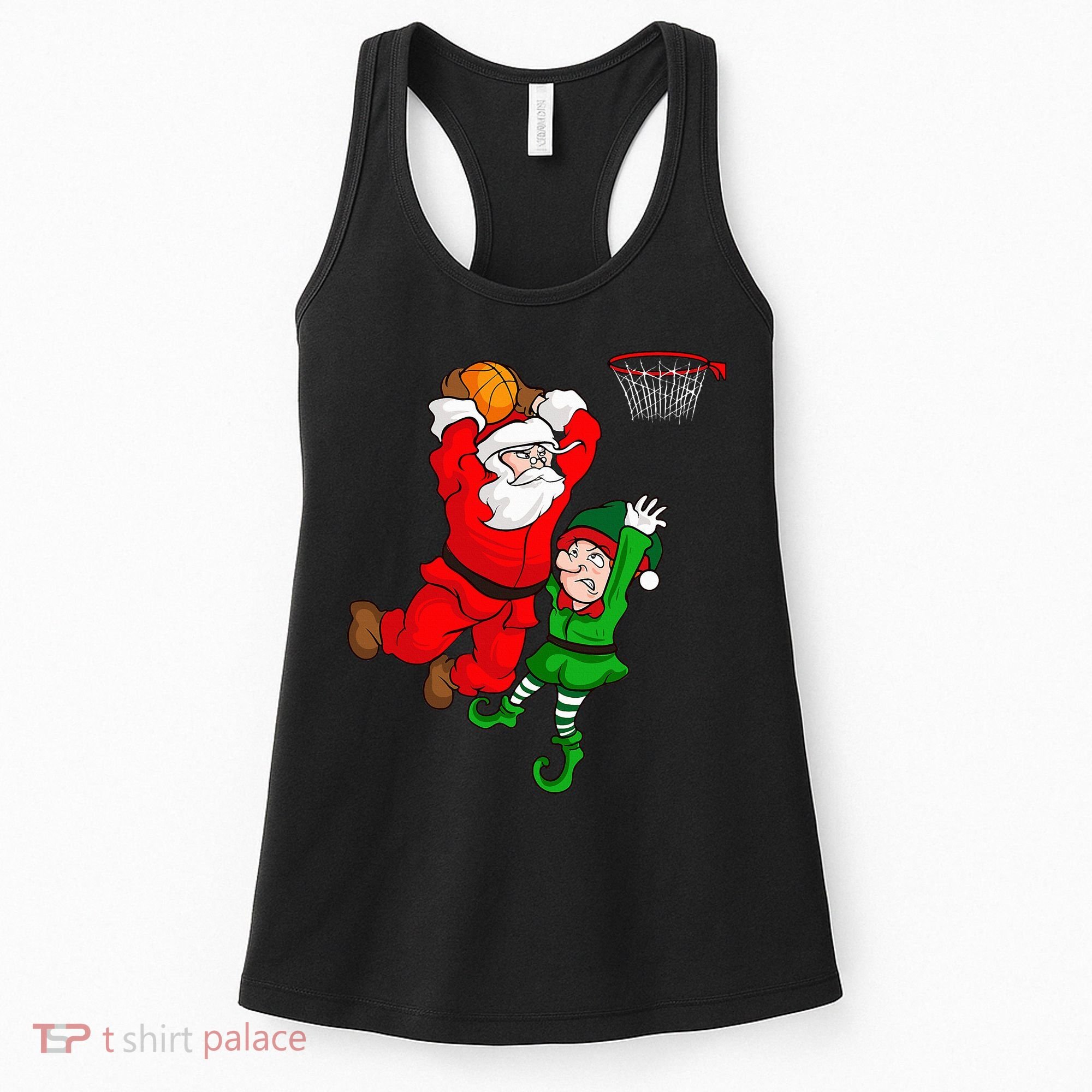Christmas Basketball Santa Claus Slam Dunk Elf Women's Tank Top