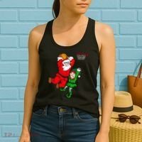 Christmas Basketball Santa Claus Slam Dunk Elf Women's Tank Top thumb 2