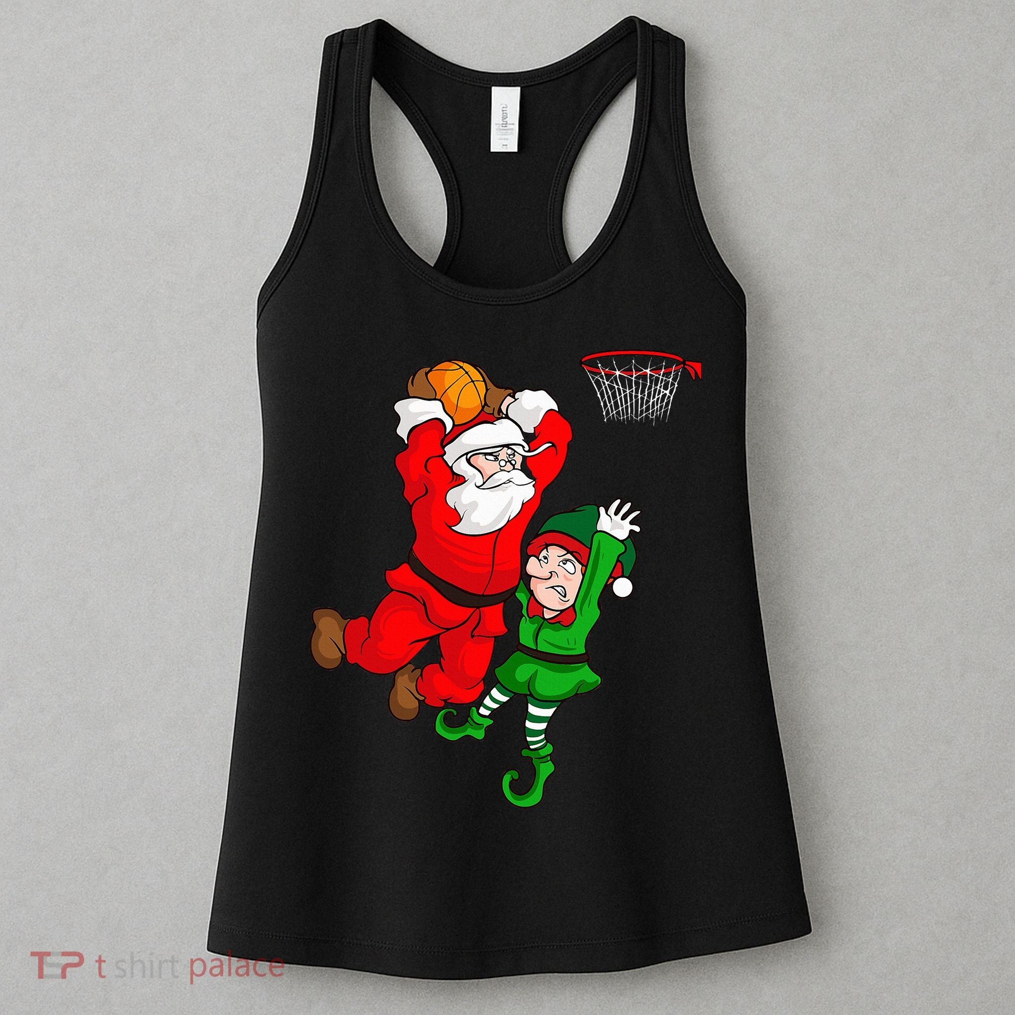 Christmas Basketball Santa Claus Slam Dunk Elf Women's Tank Top