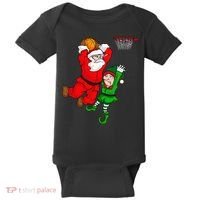 Christmas Basketball Santa Claus Slam Dunk Elf Baby Bodysuit thumb 0