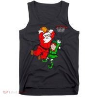 Christmas Basketball Santa Claus Slam Dunk Elf Tank Top thumb 0