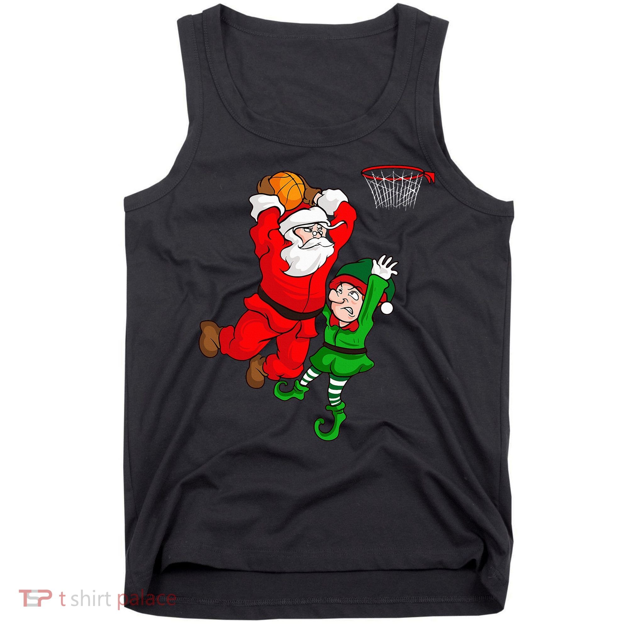 Christmas Basketball Santa Claus Slam Dunk Elf Tank Top