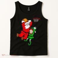 Christmas Basketball Santa Claus Slam Dunk Elf Tank Top thumb 2