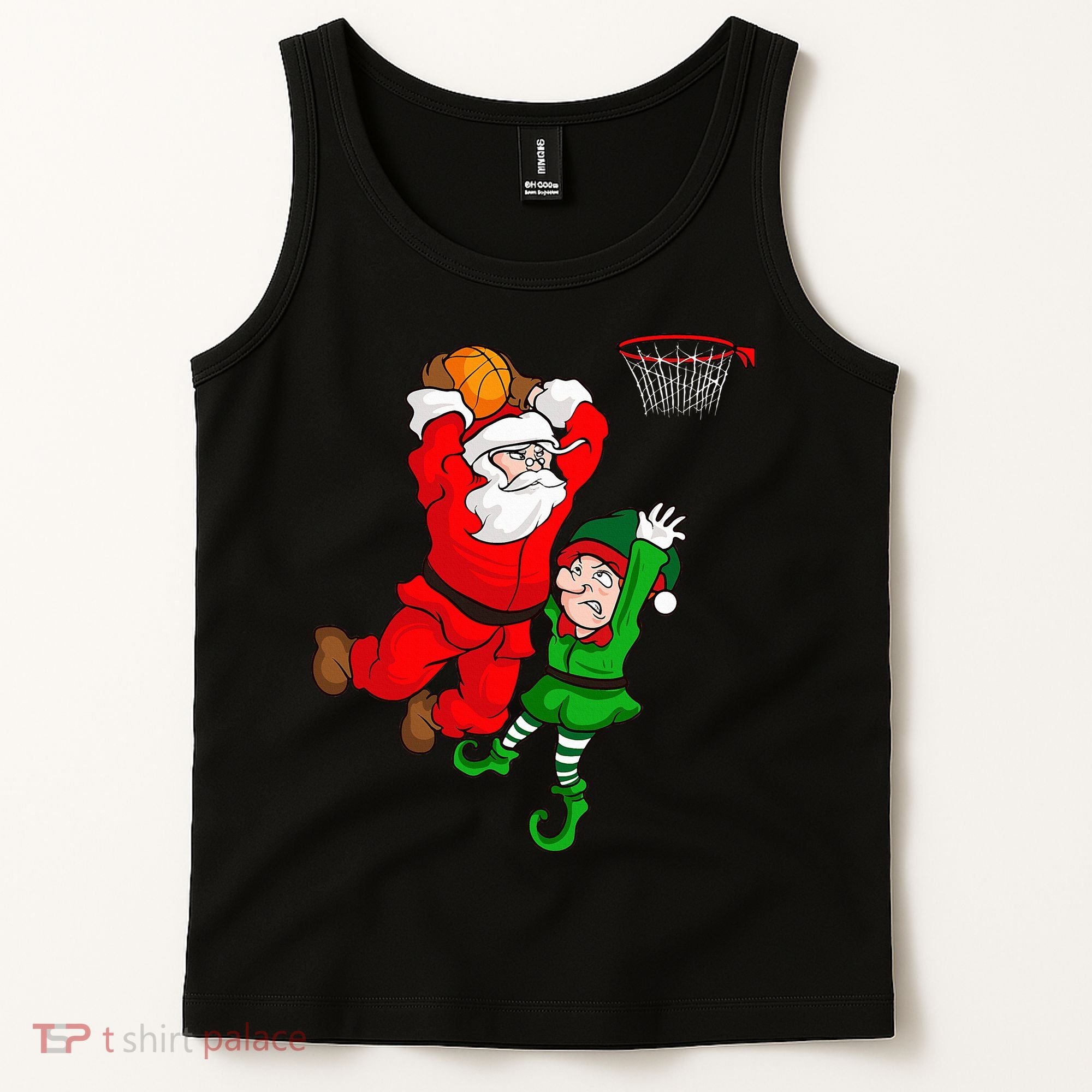 Christmas Basketball Santa Claus Slam Dunk Elf Tank Top