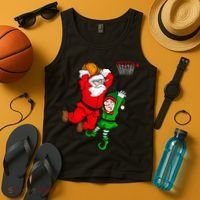 Christmas Basketball Santa Claus Slam Dunk Elf Tank Top thumb 4