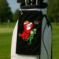 Christmas Basketball Santa Claus Slam Dunk Elf Golf Towel thumb 2
