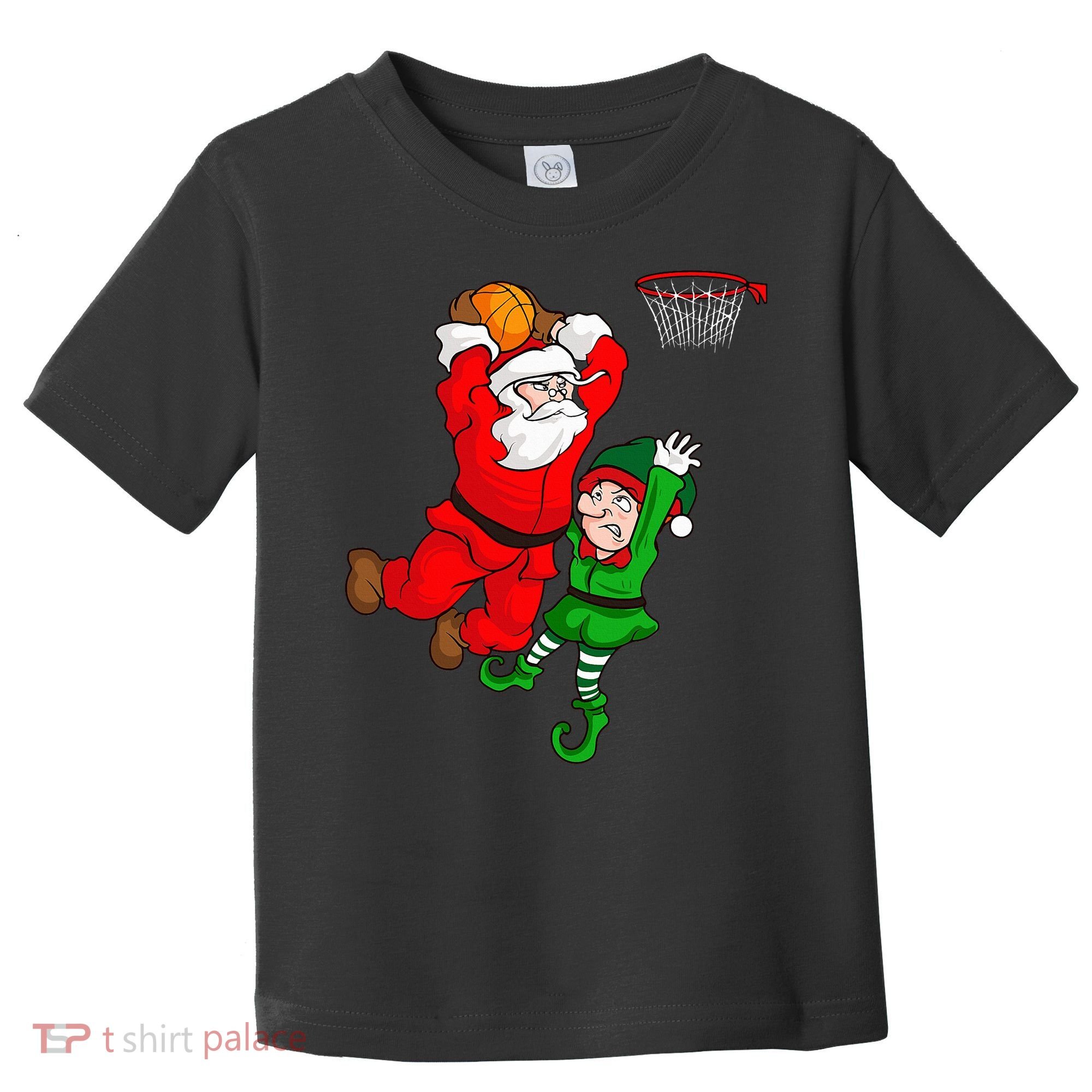 Christmas Basketball Santa Claus Slam Dunk Elf Toddler T-Shirt