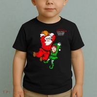 Christmas Basketball Santa Claus Slam Dunk Elf Toddler T-Shirt thumb 2
