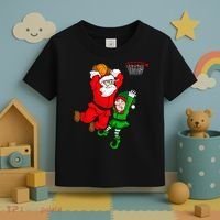 Christmas Basketball Santa Claus Slam Dunk Elf Toddler T-Shirt thumb 3