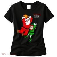 Christmas Basketball Santa Claus Slam Dunk Elf Women's T-Shirt thumb 0