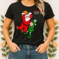 Christmas Basketball Santa Claus Slam Dunk Elf Women's T-Shirt thumb 2
