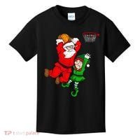 Christmas Basketball Santa Claus Slam Dunk Elf Kids T-Shirt thumb 0