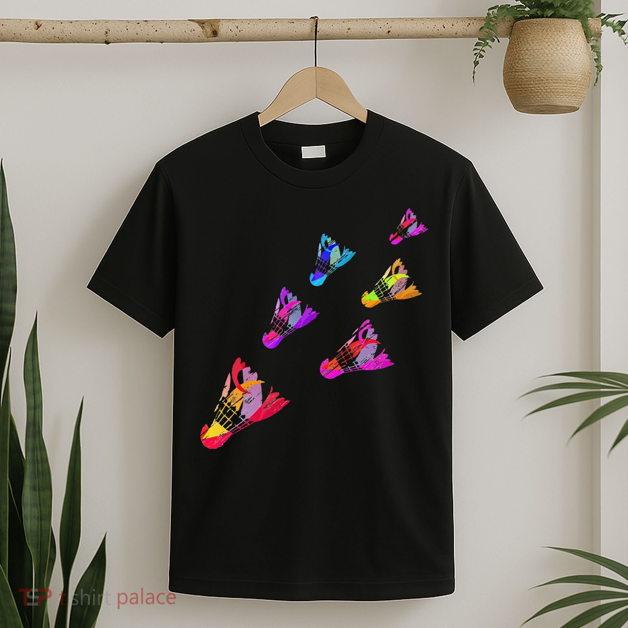 Colorful Badminton Shuttlecock Art Sports T-Shirt