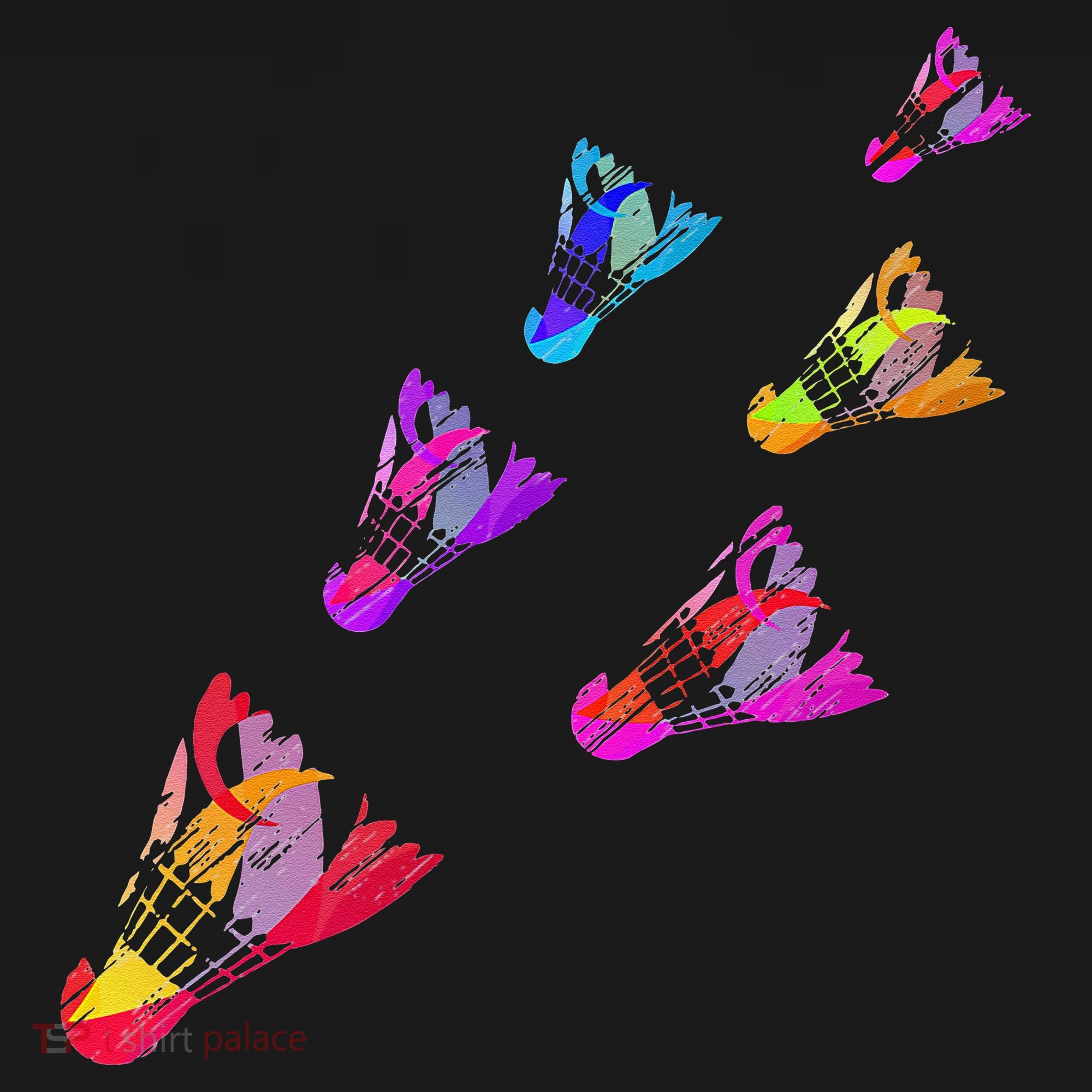Colorful Badminton Shuttlecock Art Sports T-Shirt