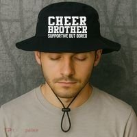 Cheer Brother Supportive But Bored Cheerleader Bucket Hat thumb 2