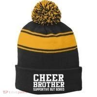 Cheer Brother Supportive But Bored Cheerleader Stripe Pom Pom Beanie thumb 0