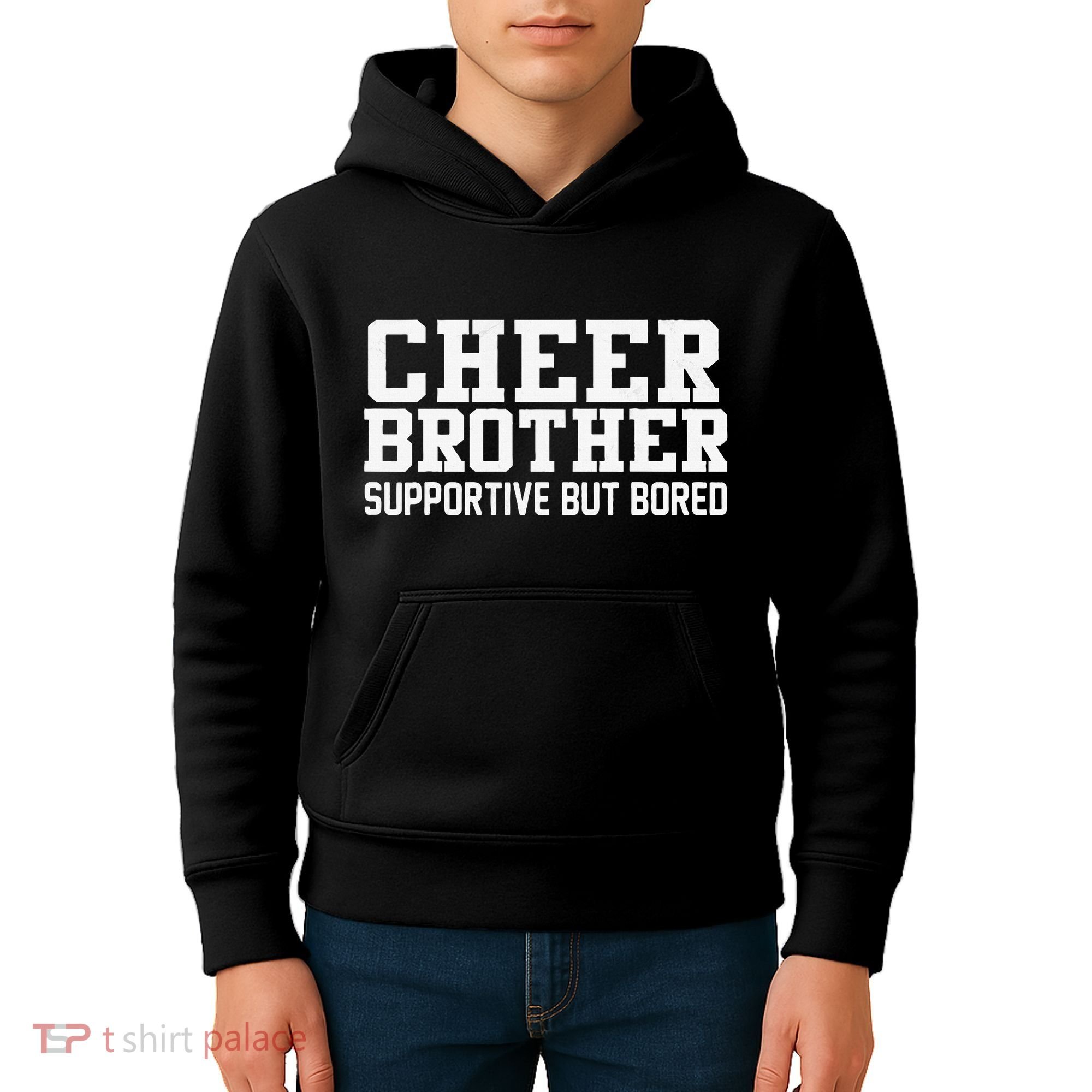 Cheer Brother Supportive But Bored Cheerleader Kids Hoodie