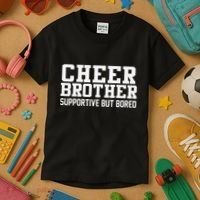 Cheer Brother Supportive But Bored Cheerleader Kids T-Shirt thumb 3
