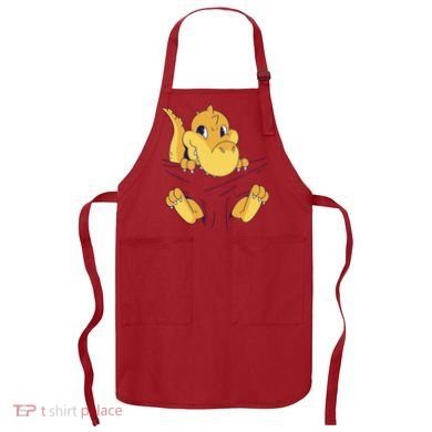 Carrying Baby T Rex Apron