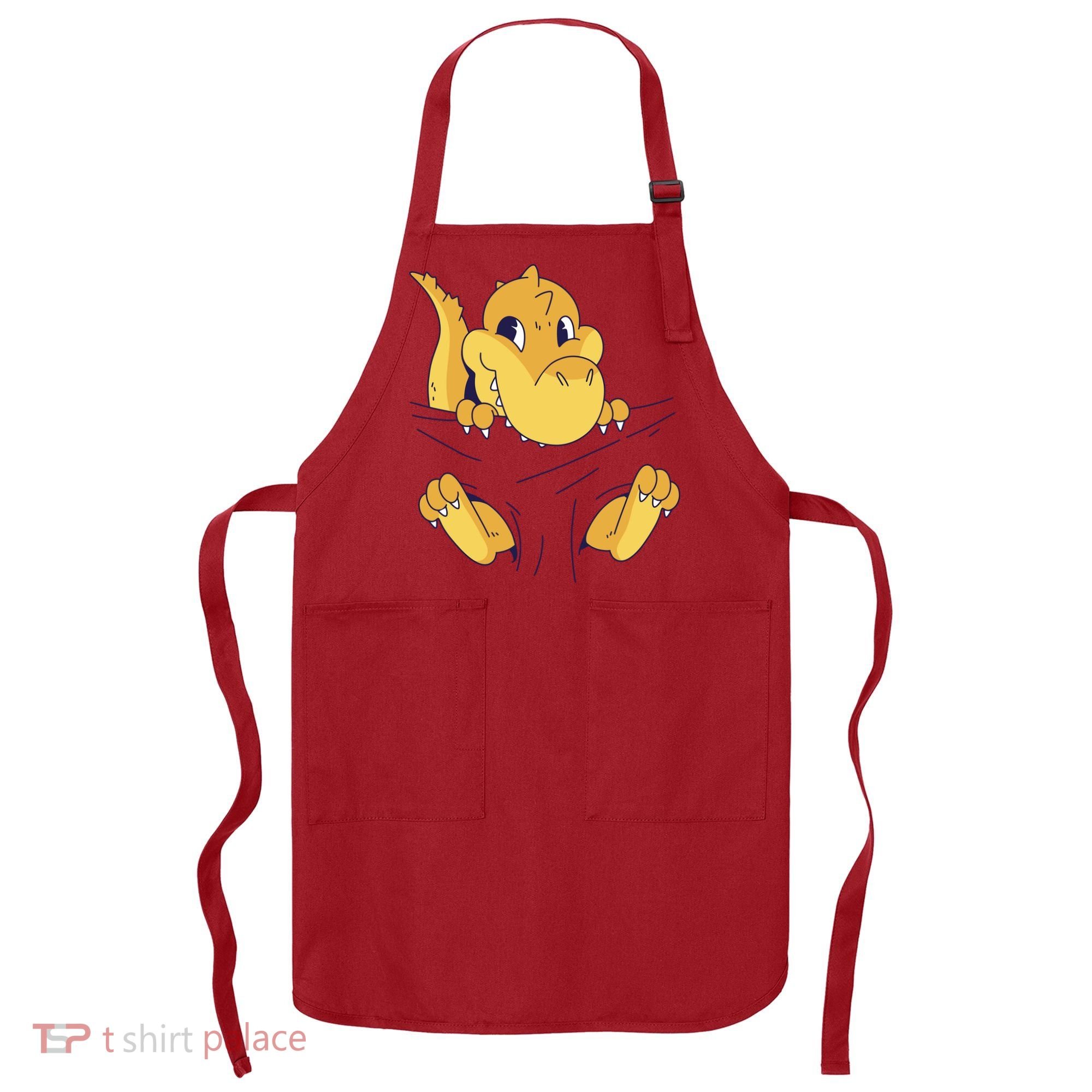 Carrying Baby T Rex Apron