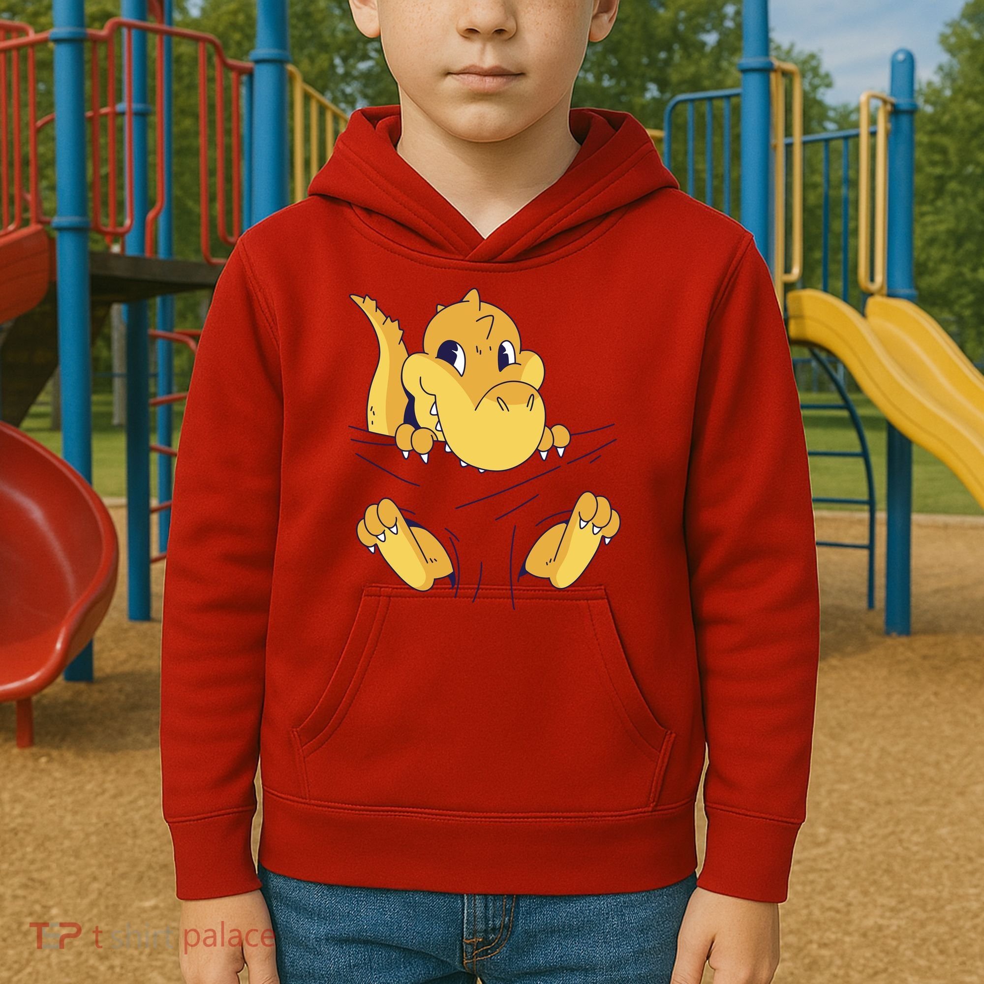 Carrying Baby T Rex Kids Hoodie