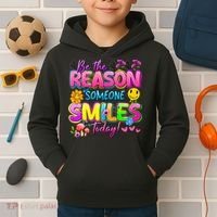 Cool Be The Reason Someone Smiles Today Kids Hoodie thumb 2