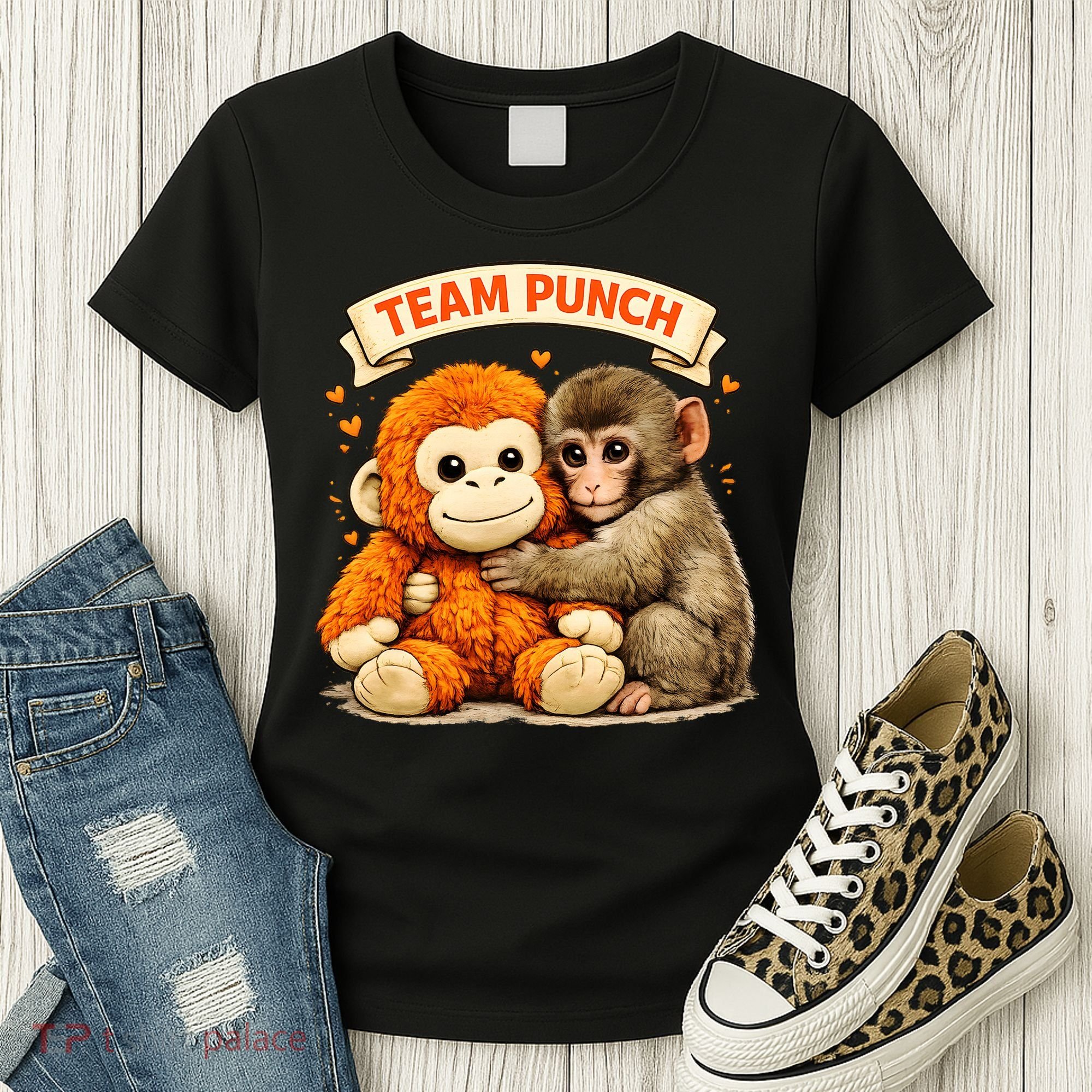Cute Baby Team Monkey Punch Panchi Kun Japan Women's T-Shirt